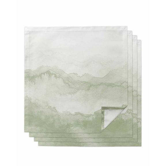 nqOlkjepod Sage Green Ombre Mountain Cloth Napkins Set of 4 Reusable Dinner Napkins, Nature Abstract Art Marble Cocktail Napkin Washable Table Napkins for Wedding/Holiday Party/Baby Shower 20"x20"