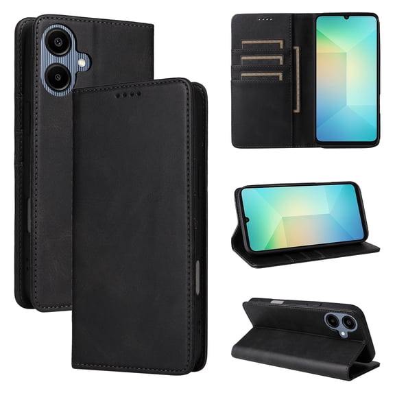 for Samsung Galaxy A07 Wallet Case, PU Leather TPU, Magnetic Card Holder with Kickstand, Shockproof Full Body Protective Flip Cover, Classic Design for Samsung Galaxy A07 Men Women, Black