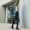 thumbnail image 6 of Women Fall Flannel Plaid Long Sleeves Jacket Oversized Button Down Long Shirt Jacket Green XL, 6 of 9