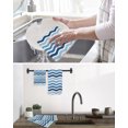 thumbnail image 5 of Geometric Blue Ombre Kitchen Dish Towels for Drying Dishes Set of 2, Modern Gradient White Ocean Striped Waffle Weave Microfiber Hand Tea Bathroom Towels Quick Dry & Absorbent Towel 12x12, 5 of 7