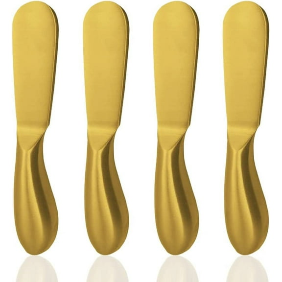 4 Pieces Cheese Spreader Knives Set, SourceTon Stainless Steel Multipurpose Cheese and Butter Spreader Knives (Gold)