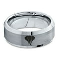 thumbnail image 2 of Tungsten Elephant Animal Polygon Style Art Band Ring 8mm Men Women Comfort Fit Gray Bevel Edge Brushed Polished, 2 of 4