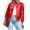 Red, variant on Women Letterman Jackets Satin Bomber Jacket Casual Short Biker Jacket Classic Solid Striped Fashion Coat Zip Up Windbreaker Outerwear