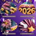 thumbnail image 4 of Fireworks Design Happy New Year Banner Golden Numbers 2026 Backdrop Pink Ribbon Colorful Stars New Year Background for New Year Party Holiday Celebration Family Gathering, 4 of 9