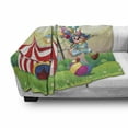 thumbnail image 2 of Circus Soft Flannel Fleece Throw Blanket, Illustration of a Clown Balancing Above an Inflatable Ball at the Carnival Print, Cozy Plush for Indoor and Outdoor Use, 50" x 60", Multicolor, by Ambesonne, 2 of 5
