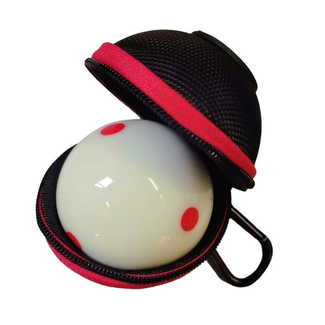 Almencla Balle de Queue de Billard d'Entraînement avec Sac de Rangement Balle de Queue de Billard Légère avec 6 Points Rouges pour Jeux Pratique Sportive Sac de Rangement Rouge