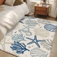 thumbnail image 4 of Blue Beige Coastal Area Rug 4x6 FT,Non Slip Kids Room Carpet,Summer Beach Starfish Coral Nautical Rustic Washable Soft Floor Carpet Throw Rug for Dorm Kitchen Study Room Home Office Bedside, 4 of 9