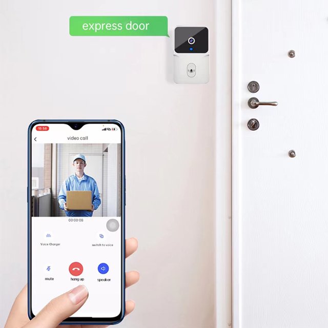 Timbre de video inalámbrico X3 Visión nocturna infrarroja HD 1080P Seguridad para el hogar (AX203)