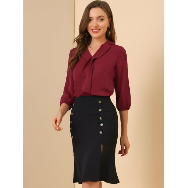 Outfit Blusa Roja Camisa Vino Mujer Combinar Blusa Vino Mujer