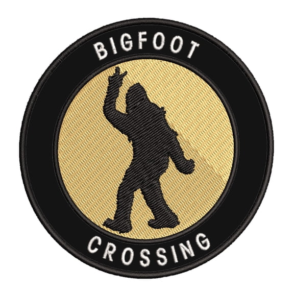 Bigfoot Crossing 3.5" Iron On Or Sew On Embroidered Fabric Badge Patch Unexplained Mysteries Iconic Series