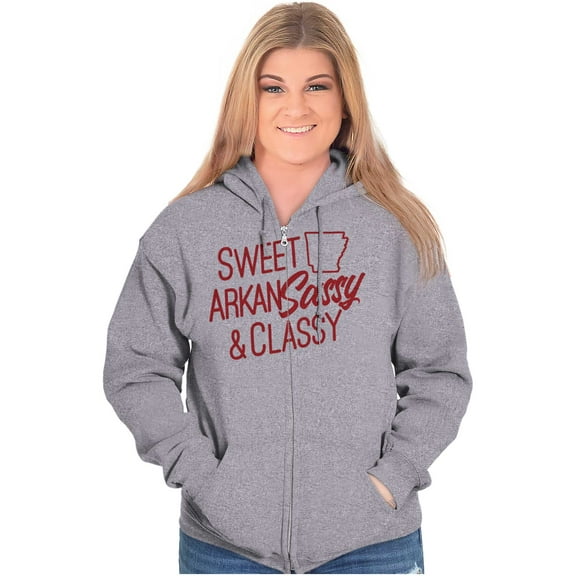 Arkansas Sassy Cute Local Arkie Girl Womens Plus Size Graphic Zipper Hoodie Brisco Brands 2X