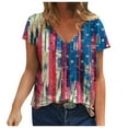 thumbnail image 1 of Pompotops Mode Femme Manches Courtes T-Shirt Imprimé 3D Col en V Blouse, 1 of 6