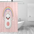 thumbnail image 3 of YFYANG Waterproof Bathroom Shower Curtain, Happy Rainbow Rabbit Shower Curtain Set with Hooks, Home Bathroom Tub Decor - 72 "x72", Plastic Hooks, 3 of 6
