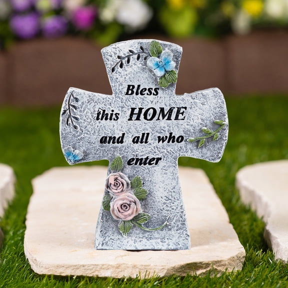 Northlight Bless This Home and All Who Enter Cross Statue - 6.75"