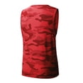thumbnail image 4 of Men's Camo Print Sleeveless Tank Top, Quick Dry Workout Muscle Tee, Crew Neck Breathable Gym Shirt for Running, Training & Casual Wear Red XL, 4 of 5