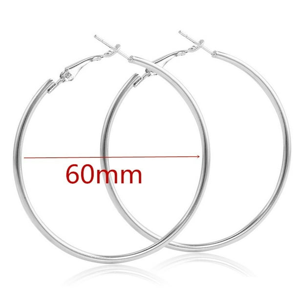 Pendientes de aro grandes y lisos para mujer, aretes redondos simples, joyería de boda, regalo genial, 40-80mm