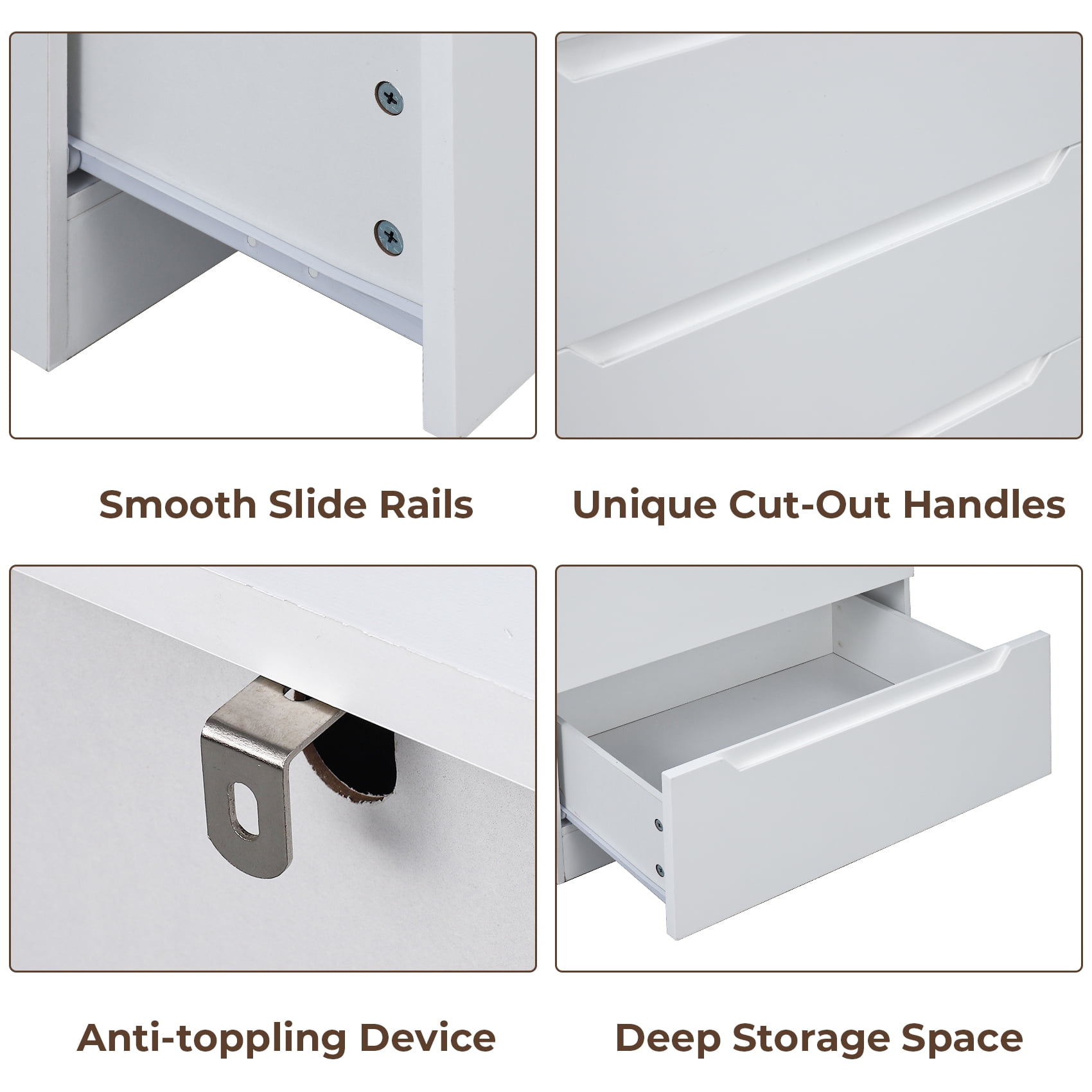 Meteorleg White 5 Drawer Dresser for Bedroom, 48" H Tall Modern Chest of Drawers, Wood Storage Dresser with Deep Drawers for Living Room Hallway Entryway