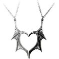 thumbnail image 1 of Collar de corazón a juego con colgante de ala de dragón, gargantilla gótica genial, regalo de amistad para parejas, para mujeres y hombres, 2 unidades, 1 of 5