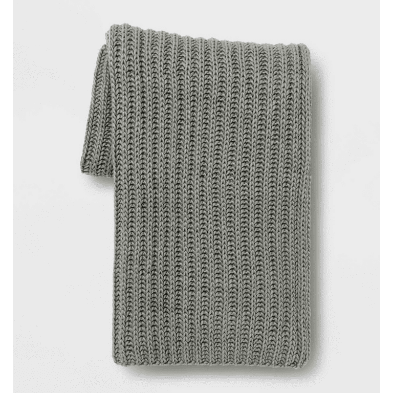 Chunky Knit Reversible Throw Blanket Gray Threshold Walmart
