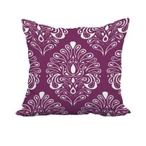 18 x 18 Inch Purple Geometric Print Decorative Polyester Throw Pillow with a Linen Texture