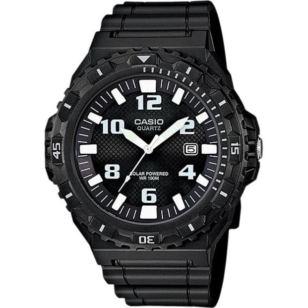 Casio Men's Solar Powered Analog Watch, Black Resin Strap Walmart