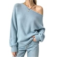 thumbnail image 2 of Women's Off Shoulder Boat Neck Knit Sweater, Long Sleeve Oversized Loose Pullover Tops for Casual Daily Outfits XL, 2 of 9