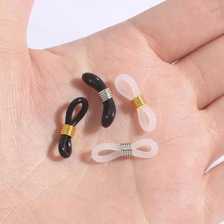 50pcs Adjustable Silicone Eyeglass Chains Ends Anti-slip Rubber Ends  Retainer Loop Long Strap Holder Chain Ends Connectors For Sunglass