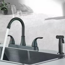Black Kitchen Sink Faucet with Sprayer 3 Hole Stainless Steel Mixer Tap Sprayer