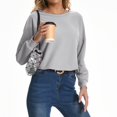 thumbnail image 5 of Womens Oversized Tshirt Women's Fashion Casual Round Neck Long Sleeve Solid Color Comfortable Loose Top, 5 of 5
