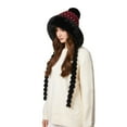 thumbnail image 6 of Honmine Women Winter Sherpa Beanie Hats, Knit Ear Flap Fleece Lined Peruvian Ski Snow Cap Warm Covering Ears Ponytail Hat, 6 of 7