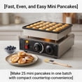 thumbnail image 4 of Commercial Mini Dutch Poffertjes Maker, 25-Hole Non-Stick Griddle, 110V 900W Stainless Steel Baker with Adjustable 50-300℃ Temp, Waterproof Switch for Food Carts & Home Breakfast, 4 of 12