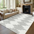 thumbnail image 5 of Tzou Washable Striped Area Rug, 9x12 Ultra-Soft Modern Carpet for Living Room, Bedroom & Dining Room, Stain-Resistant, Non-Slip, Machine Washable Thin Rug (Pearl Velvet, Striped Print), 5 of 8