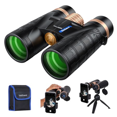 Vethwal Binoculars Adults Bird Watching View Compact High Powered Binocular with Phone Adapter Tripod 8x42 Waterproof HD Binoculars for Travel Sports