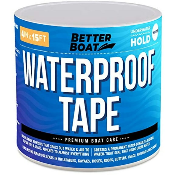 Better Boat White Waterproof Tape Thick Heavy Duty Tape Rubberized Sealing 15 feet 4 inches Wide