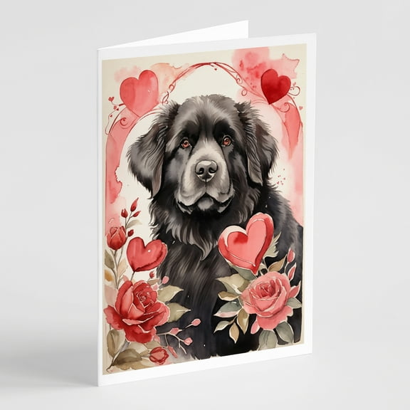 Newfoundland Valentine Roses Greeting Cards Pack of 8 7 in x 5 in