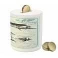 thumbnail image 3 of Airplane Piggy Bank, Classic Nostalgic Planes Aircraft Propeller in the Sky Fast Travel Wings Sketch, Ceramic Coin Bank Money Box for Cash Saving, 3.6" X 3.2", Blue Black, by Ambesonne, 3 of 4