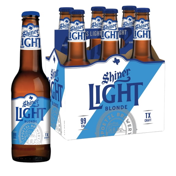 Shiner Light Blonde Lager Craft Beer, 6 pack, 12 fl oz Bottle, 4.2% ABV