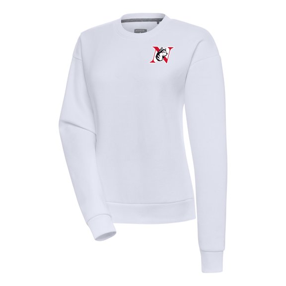 Women's Antigua  White Northeastern Huskies Victory Pullover Sweatshirt