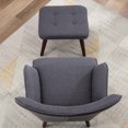 thumbnail image 5 of Modern Accent Chair and Ottoman Set, Home Leisure Chair with Footrest, Comfy Upholstered Armchair with Soft Back, Reading Chair with Solid Wood Legs for Living Room Bedroom, Gray, D5472, 5 of 10