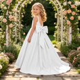thumbnail image 5 of RFQWOVSR Girls Satin Bow Sleeveless Backless Dress Tween Wedding Party Princess Gown 12 Years, 5 of 6