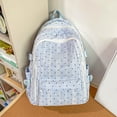 thumbnail image 3 of Polka Dots School Backpack, Aesthetic Backpack with Pendant, Multi-layer School Backpack for College Work Travel (Blue), 3 of 7