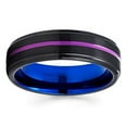 thumbnail image 2 of Blue Tungsten Wedding Band Tungsten Ring Black Tungsten Ring Purple Tungsten Ring Men and Women Anniversary Ring 6mm, 2 of 3