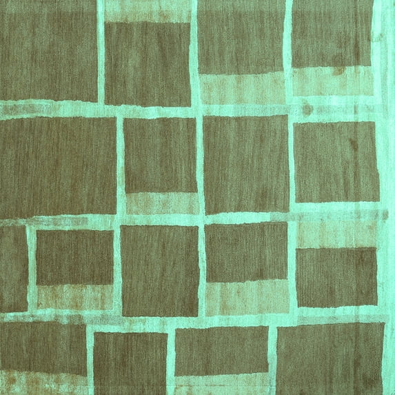 Ahgly Company Machine Washable Indoor Square Abstract Turquoise Blue Contemporary Area Rugs, 6' Square