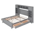 thumbnail image 3 of Full Size Platform Bed, Storage Platform Bed with 4 Drawers and Bookcase Headboard, Wood Bed Frame with All-in-1 Cabinet Shelf and Slat Support for Bedroom Apartment, No Box Spring Needed, Gray, 3 of 7