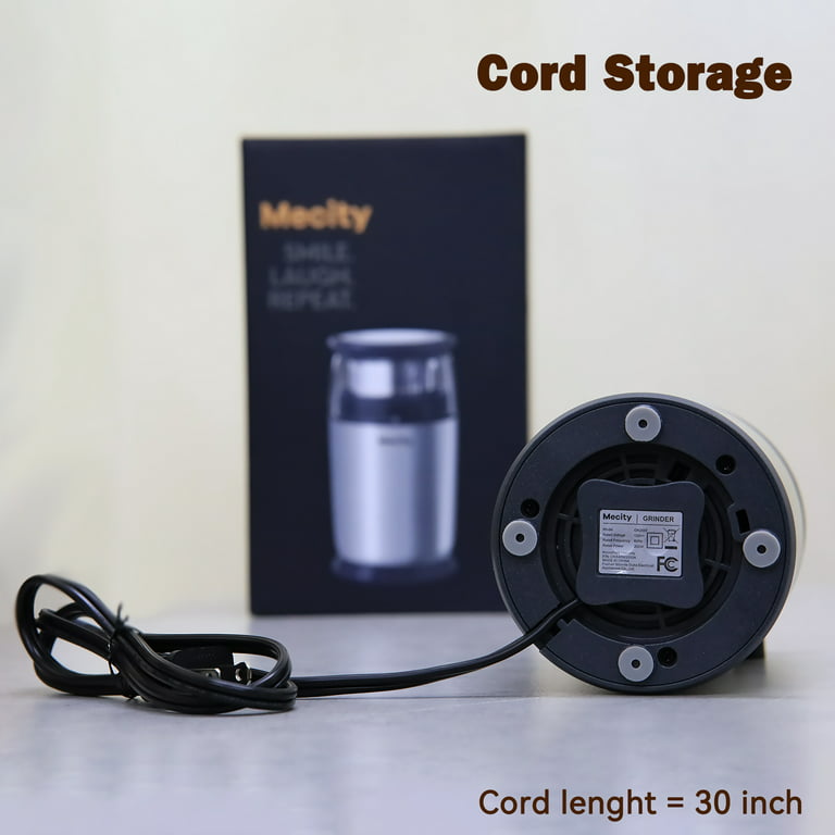 Mecity Electric Coffee Grinder 6 Blades Stainless Steel Removable Bowl Fast Grinding, Coarse Fine Ground Coffee, Pepper Salt, 200W, Blue