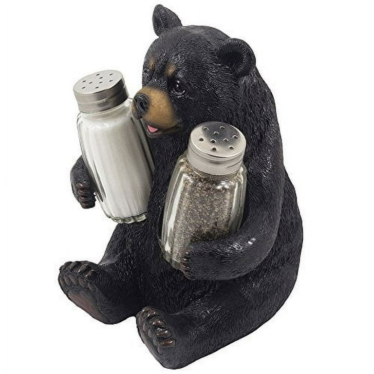 Black Bear Salt and Pepper Shakers - Blackbear in a Log Spices and  Seasonings Set - Glass Salt and Pepper Shakers Home Decor Salt and Pepper  Table Set