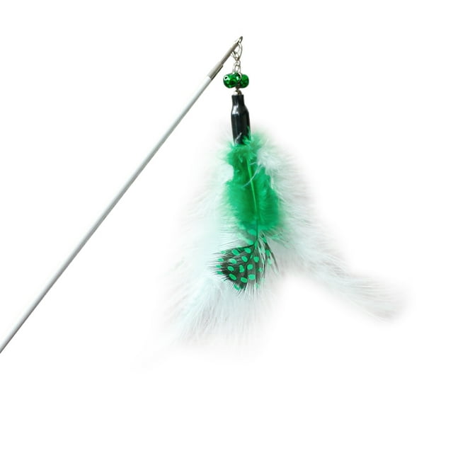Faux Feather Cat Wand Interactive Retractable Funny Cat Teaser Kitten Play Wand