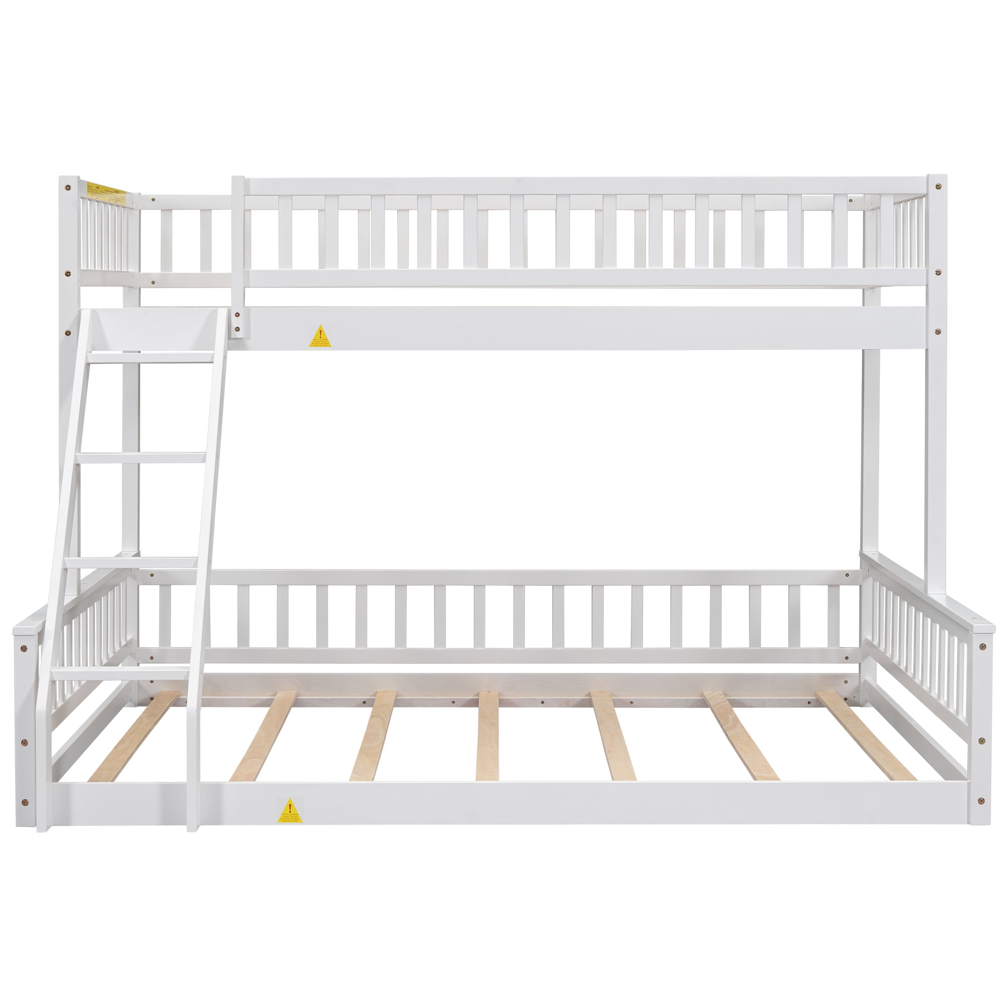 Euroco Wood Twin XL over Queen Size Bunk Bed, 2-in-1 Bed for Kids Teens Adults, Divided 2 Single Platform Beds, White