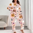 thumbnail image 4 of Halloween Pajamas Women Long Sleeve Two Piece Pumpkin Ghost Bat Print Pajama Top and Full Length Pants Cozy Loungewear Loungewear 2 Piece Outfits, 4 of 7