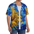 thumbnail image 2 of Gukieu Whimsical Sunflowers Night Sky Print Men's Short-sleeved Shirts, Button-down Pocket Shirts, T-shirts, Beach Vacation Travel Summer Clothing-X-Large, 2 of 5